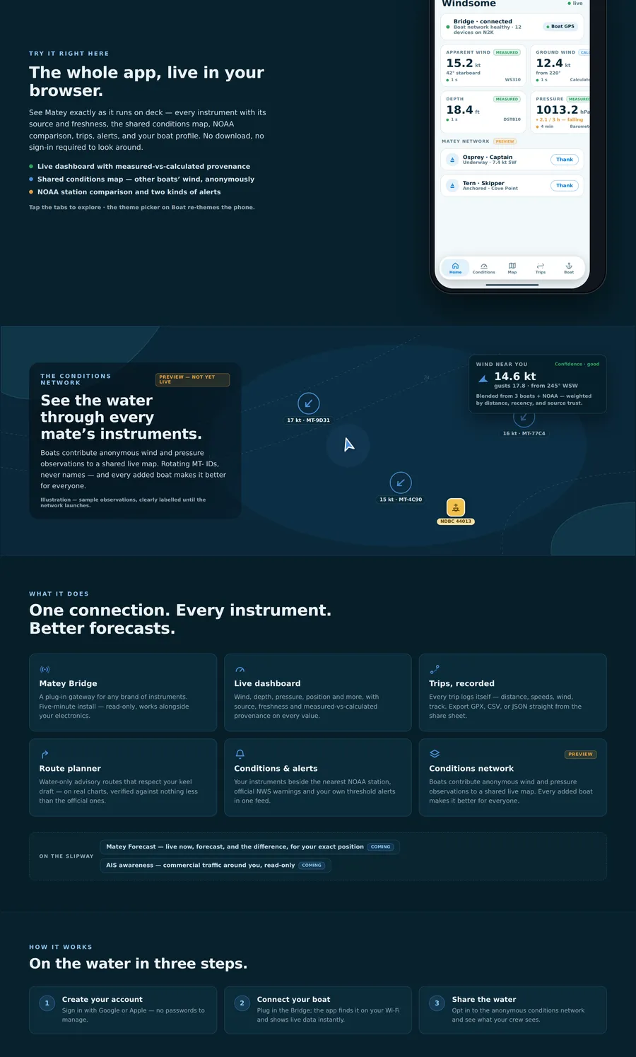 Design board 1a — this landing page, as designed